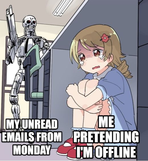 Anime Girl Hiding from Terminator meme