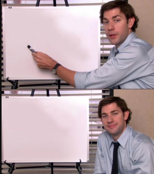 Jim Halpert Pointing to Whiteboard meme