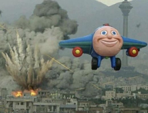 Plane flying from explosions meme