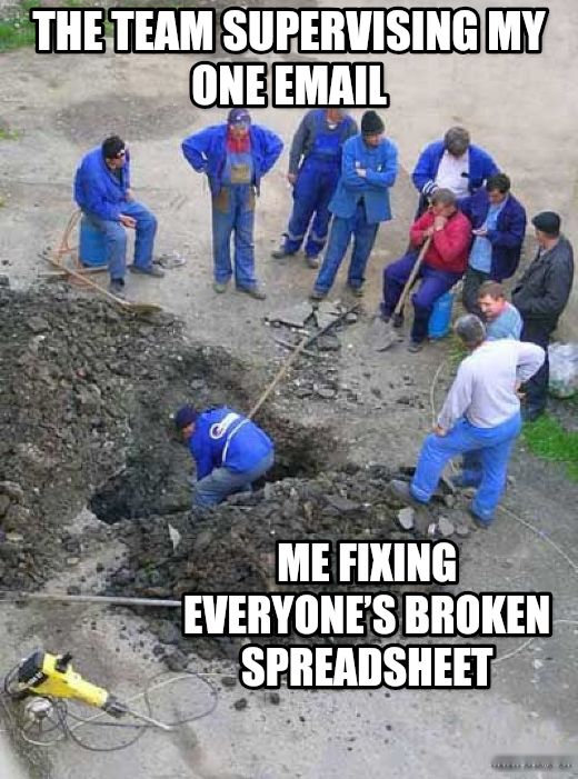 single worker digging hole meme