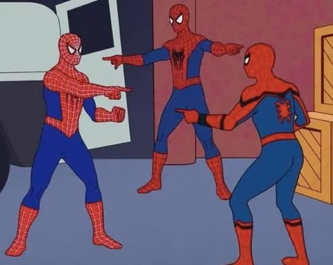 3 Spiderman Pointing meme template