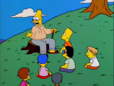 Abe Simpson telling stories meme template