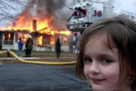 Burning House Girl meme template