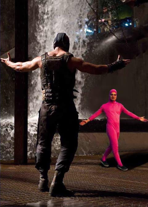 Pink Guy vs Bane meme template