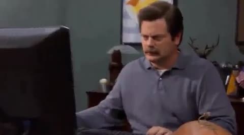 Ron Swanson trash computer meme template