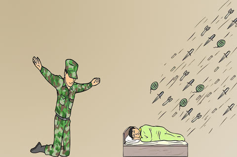 Soldier not protecting child meme template