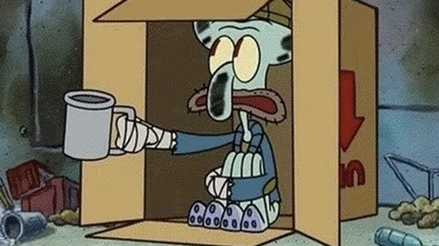 Squidward Spare Change meme template
